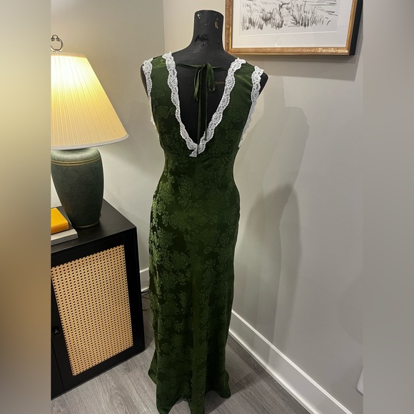 Inspired Hearts Green Y2K Classic Fairy Floral Style Maxi Slip Dress Medium FLAW - Picture 3 of 16